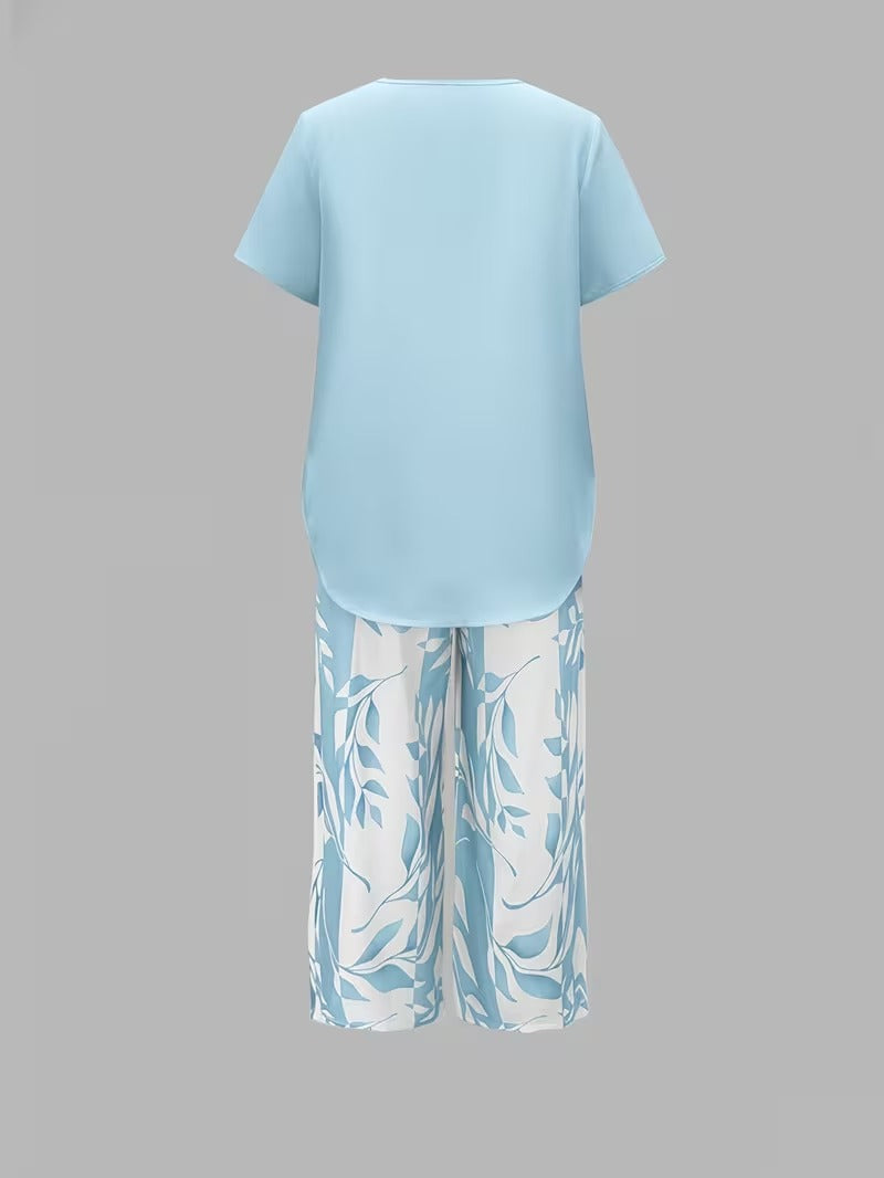 Elmyra™ | Casual Leaf Print Two-Piece Set